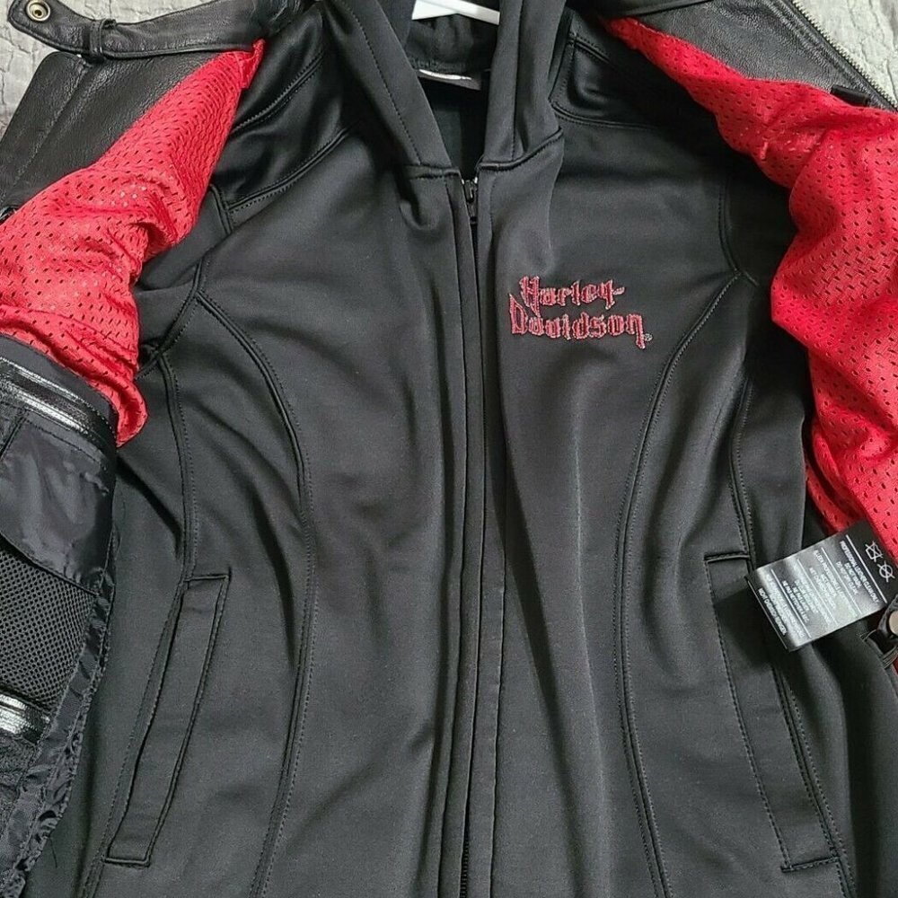 Harley Davidson Women's ROAD ANGEL 3 in 1 Black Leather Jacket Small NWOT‌‌ - Picture 6 of 13